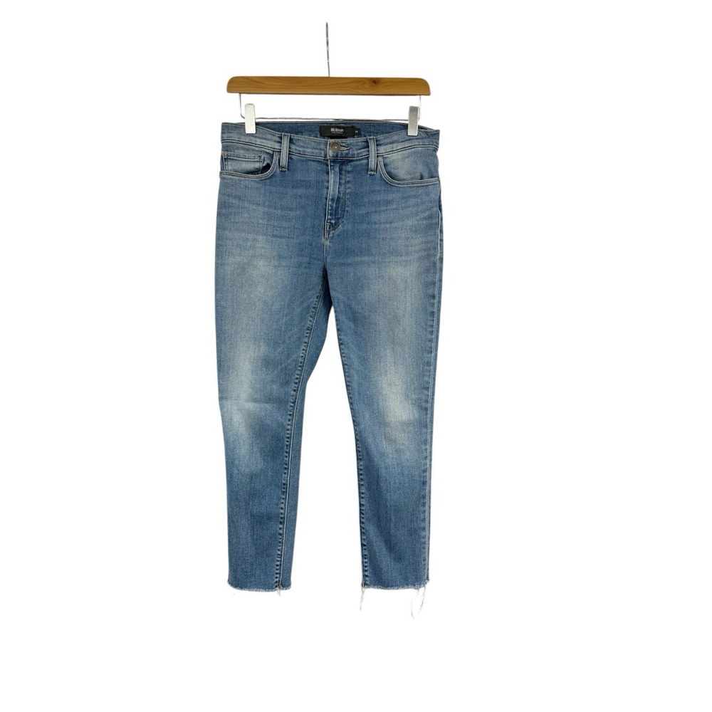 Hudson Jeans Medium Wash Nico Ankle Skinny Crop Jeans Raw Hem Stretch Womens 28